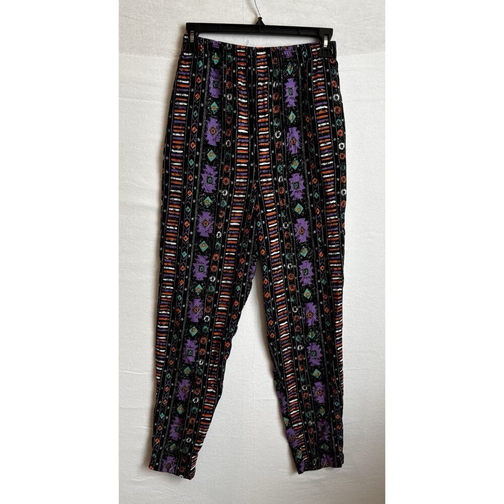 VTG Samantha Women Pants Tapered Multicolor‎ Geometric Pattern Southwest USA 90s
